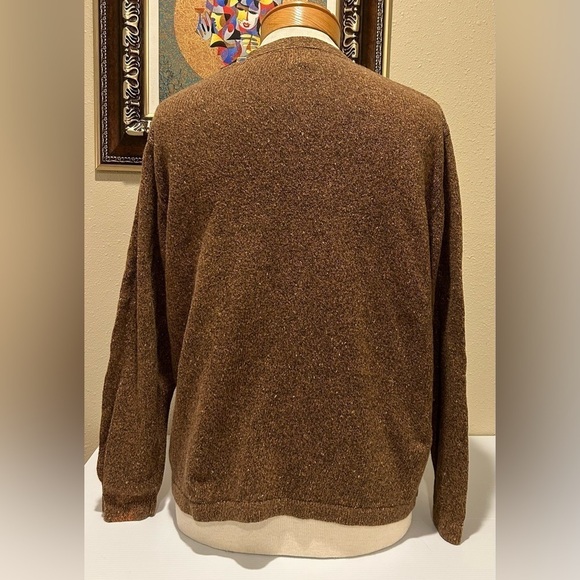 Woolrich Men’s XL Sweater V-Neck Brown Birch Heather Wool‎ Blend Tweed - Picture 2 of 7